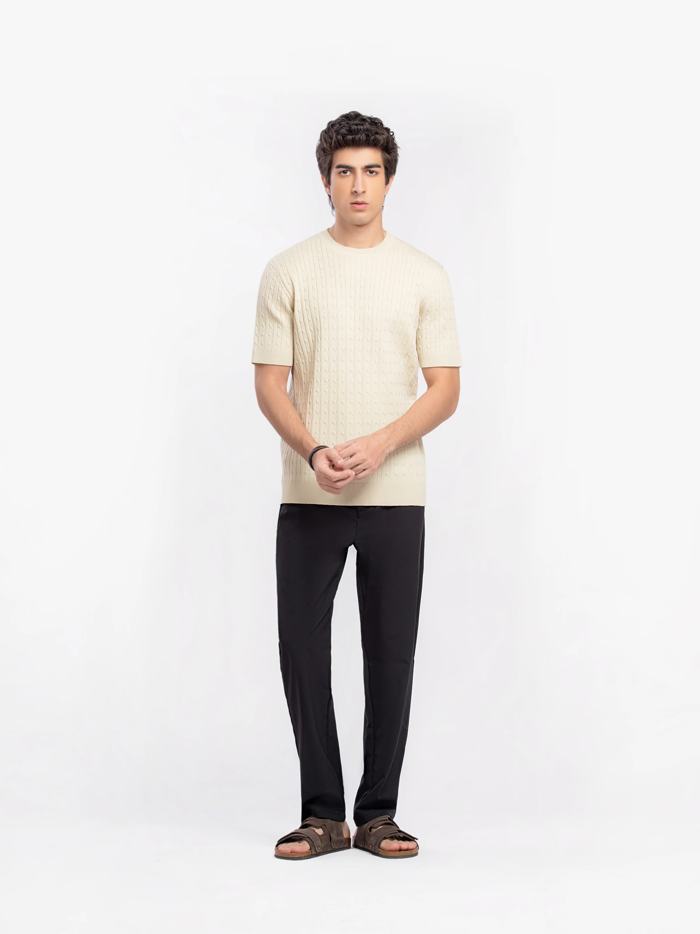 Cable Knit Crew Neck Tee - FMTCT5-026 - Image 3