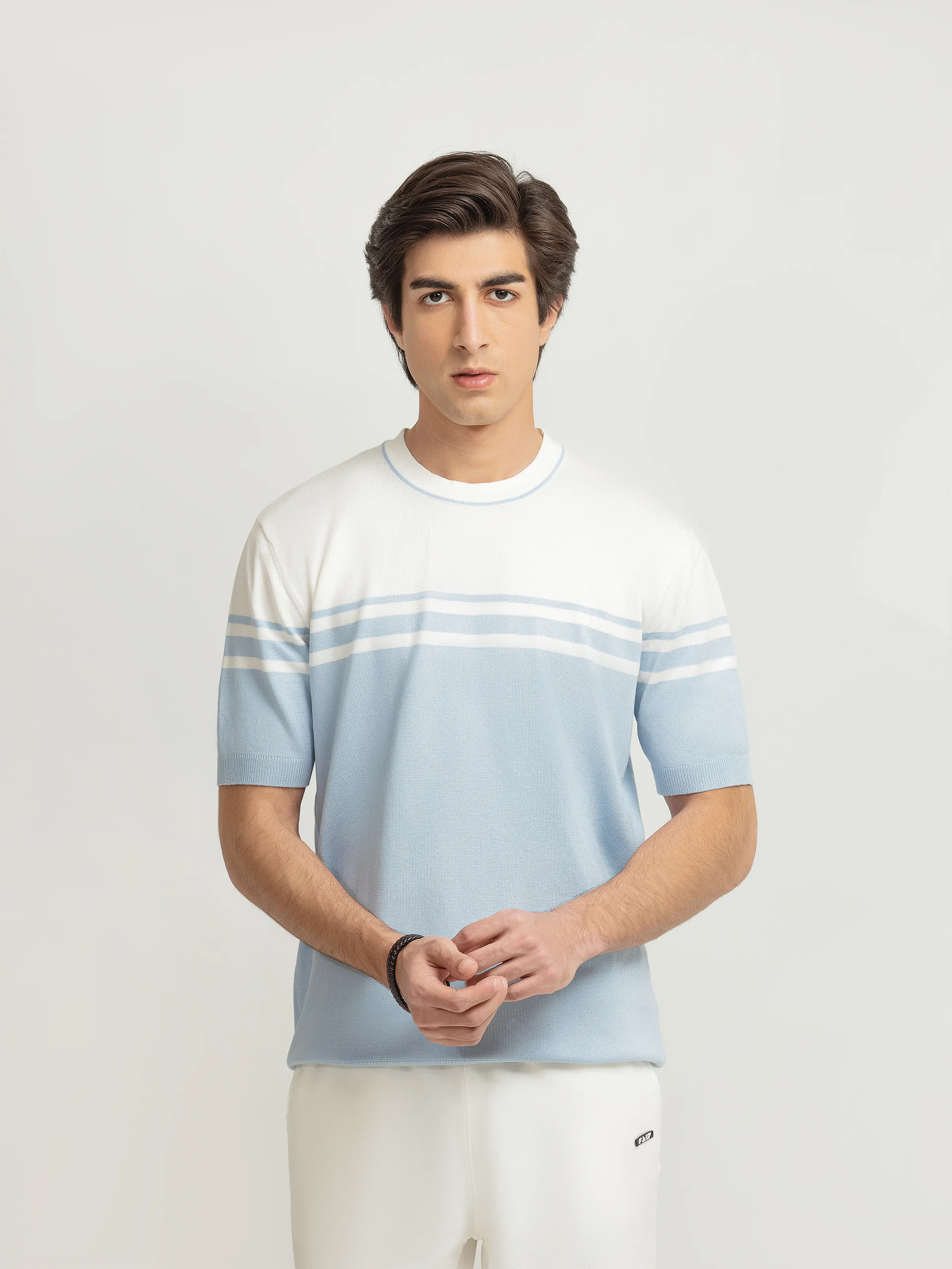 Striped Bicolor Knitted Tee - FMTCT6-071 - Image 3