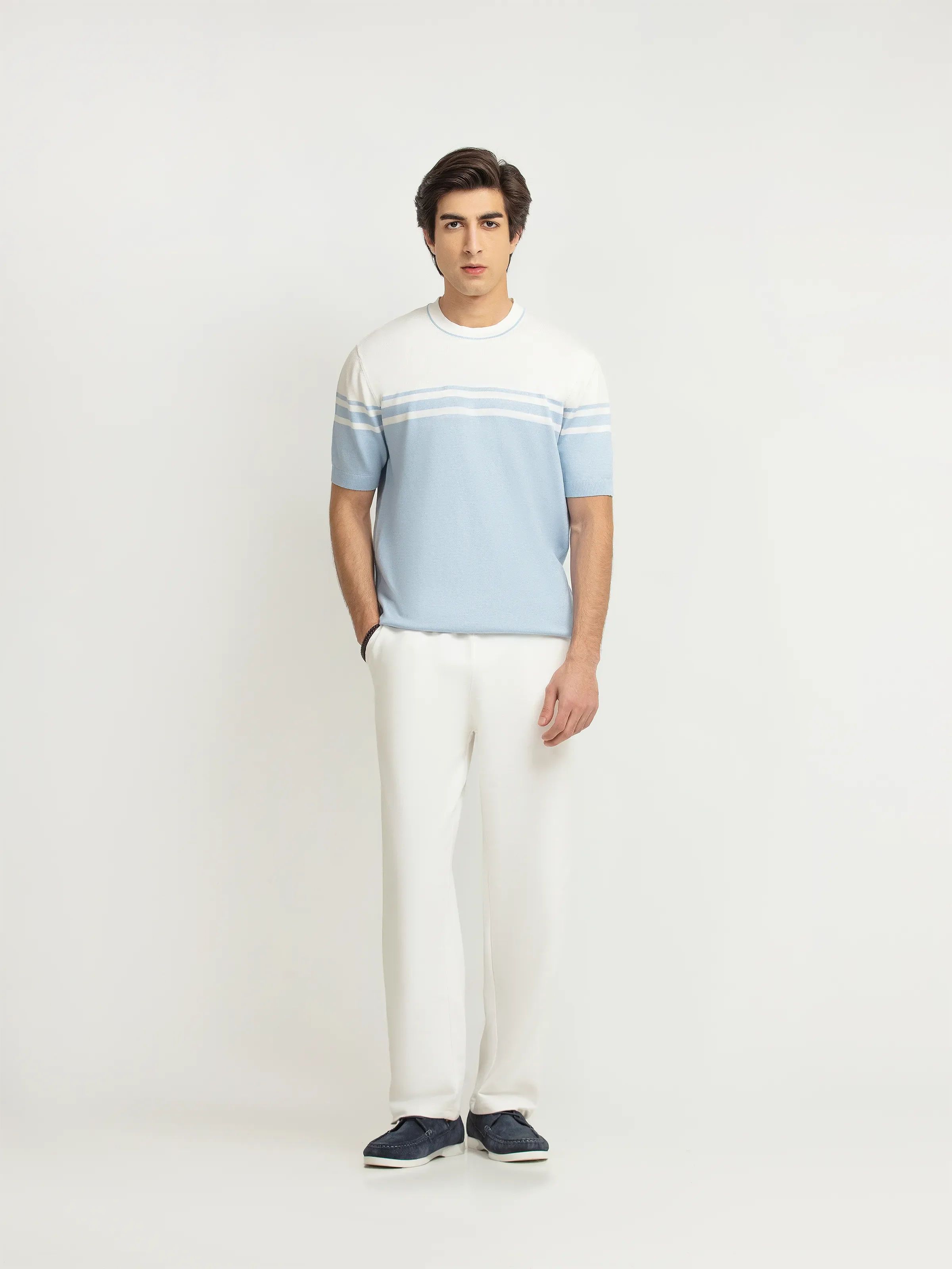 Striped Bicolor Knitted Tee - FMTCT6-071 - Image 5