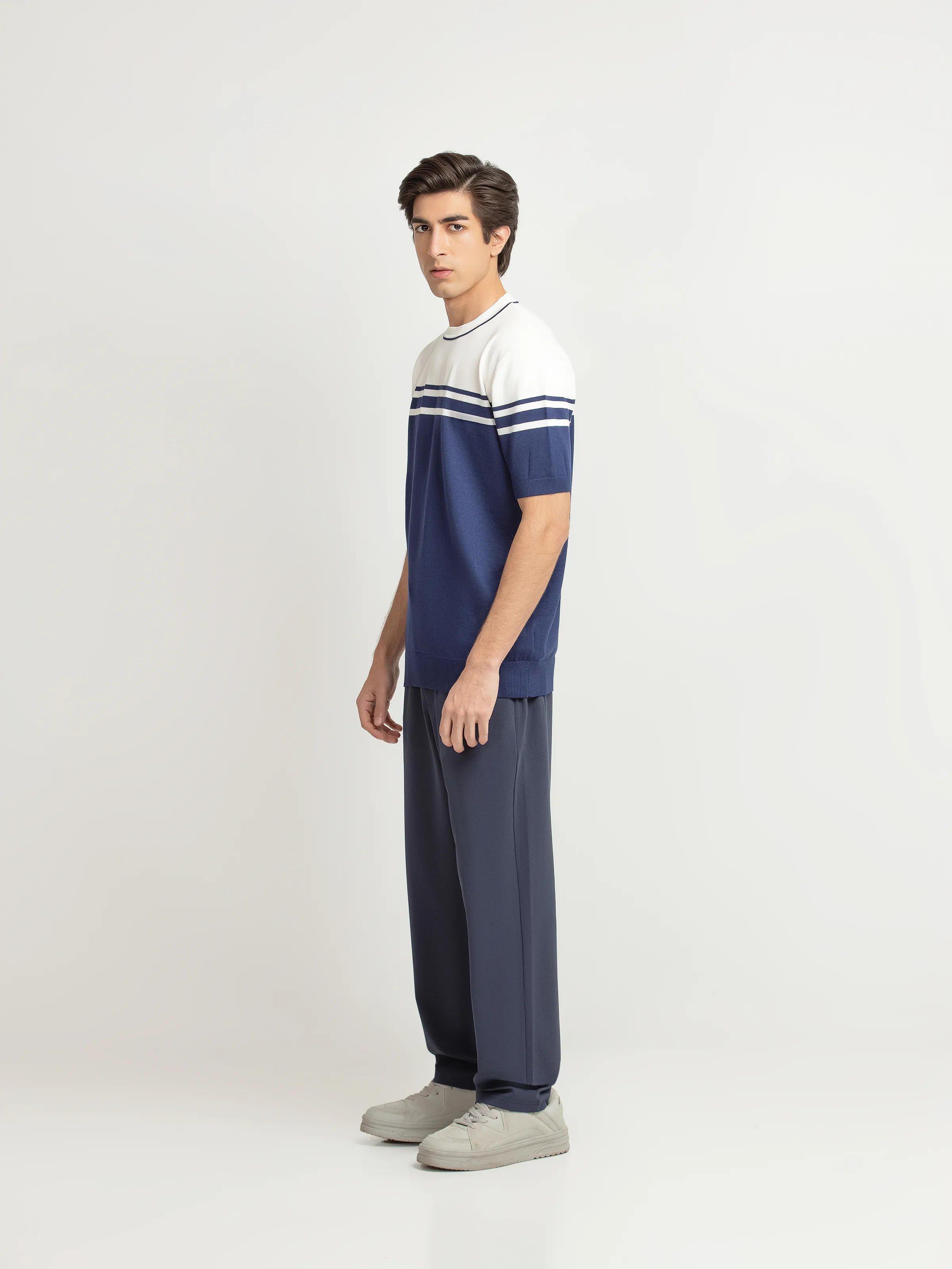 Striped Bicolor Knitted Tee - FMTCT6-072 - Image 4